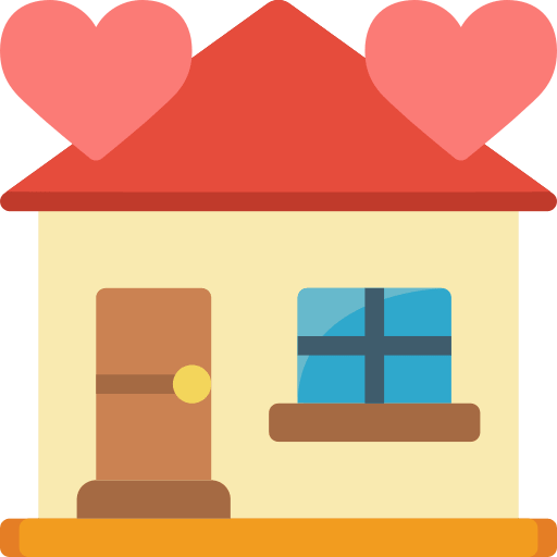 Image of a cartoon house and hearts